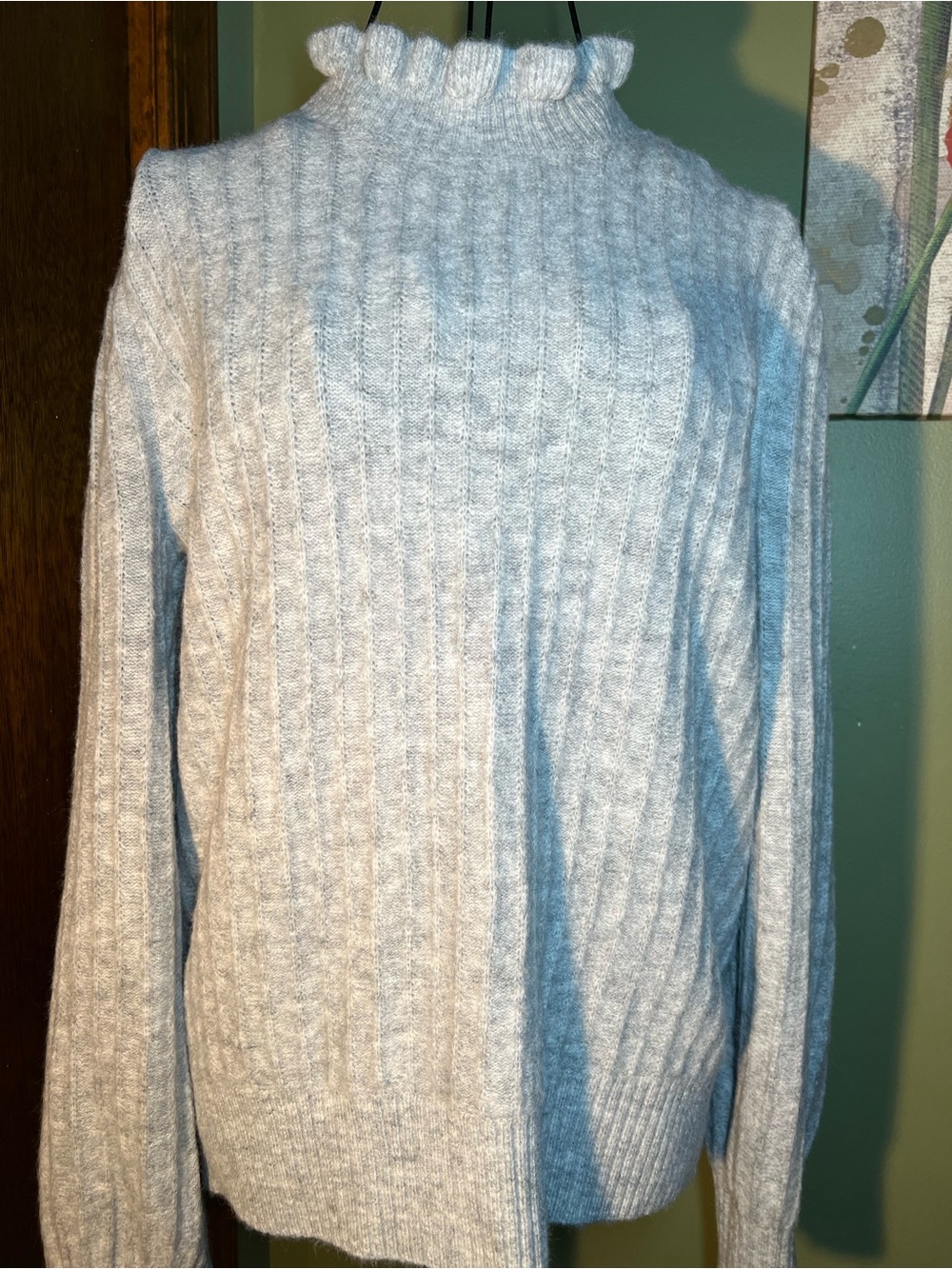Heather Grey Queens neck sweater. Ann Taylor Loft Outlet